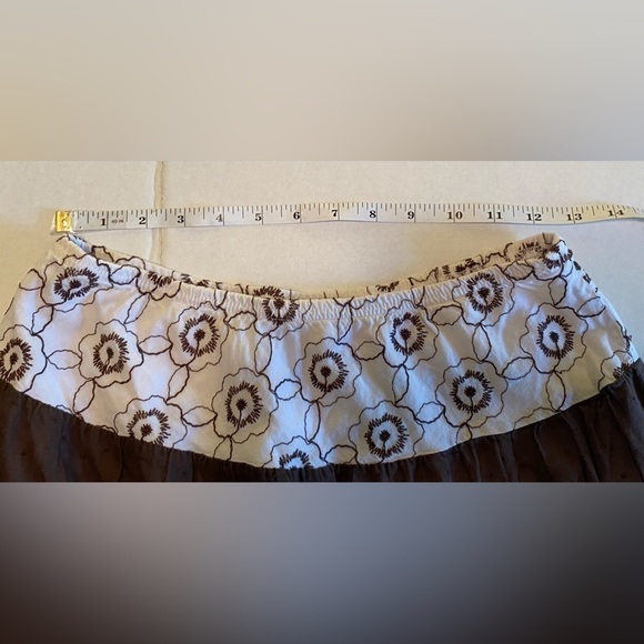 Joe Benbasset Brown/White Pull-On Eyelet Lace Hem Floral Lined Skirt Size Medium - Picture 6 of 8